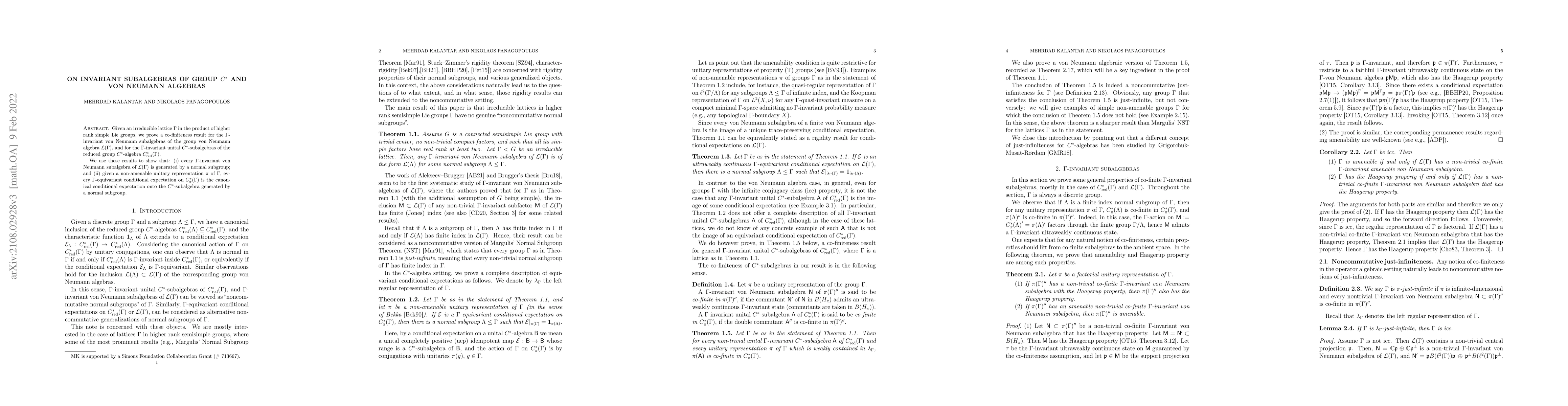 Thumbnail for On invariant subalgebras of group $C^*$ and von Neumann algebras