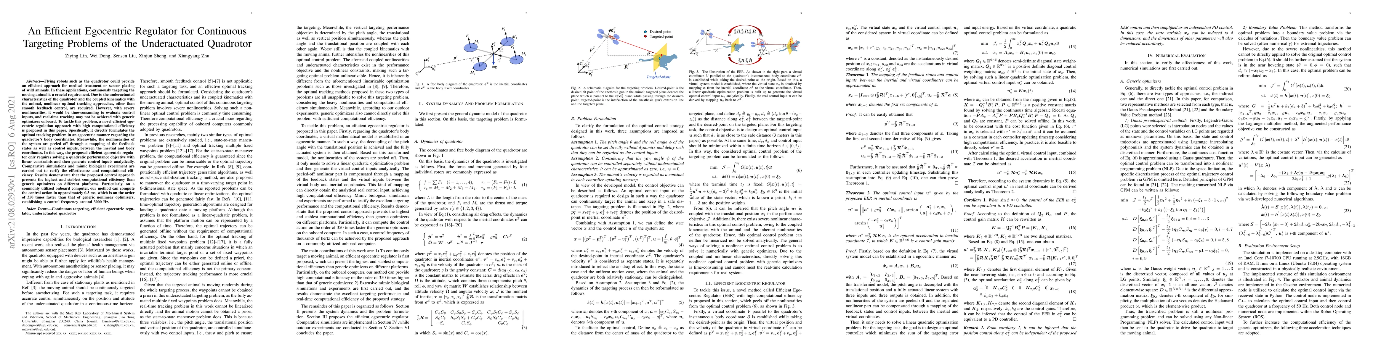Thumbnail for An Efficient Egocentric Regulator for Continuous Targeting Problems of
  the Underactuated Quadrotor