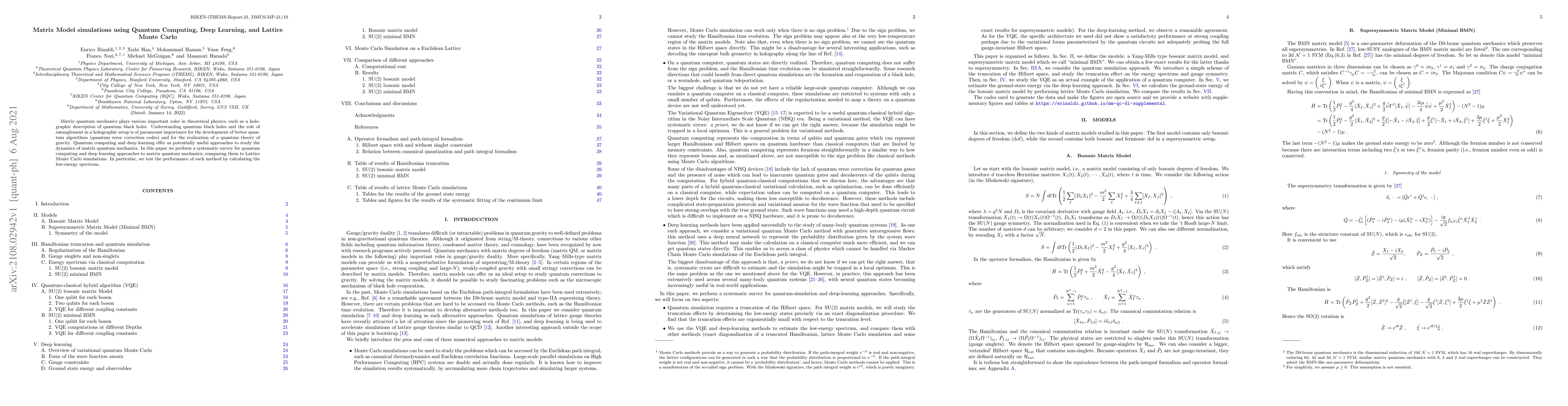Thumbnail for Matrix Model simulations using Quantum Computing, Deep Learning, and
  Lattice Monte Carlo