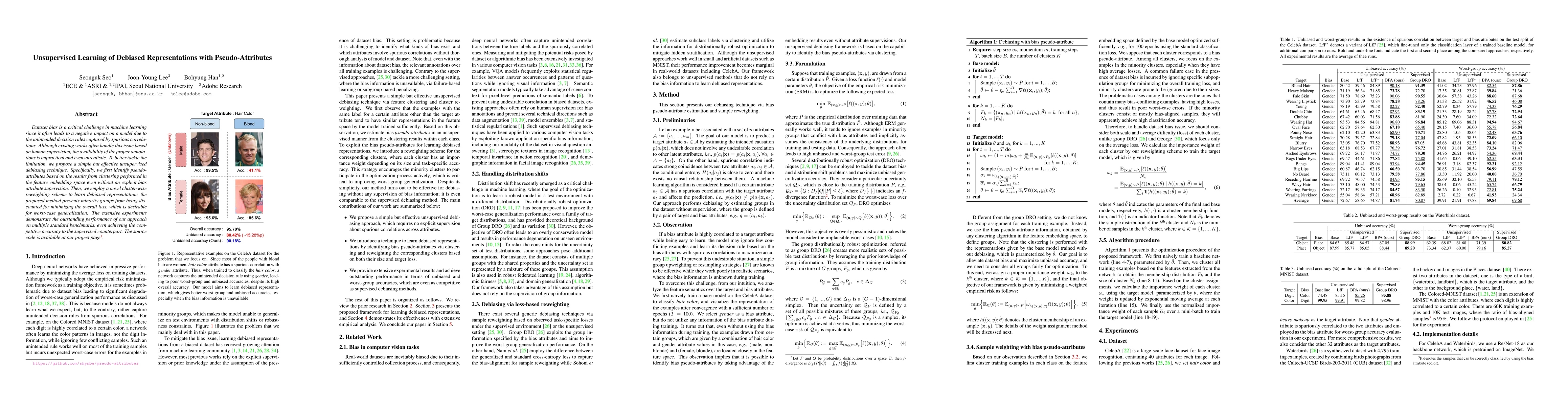 Thumbnail for Unsupervised Learning of Debiased Representations with Pseudo-Attributes