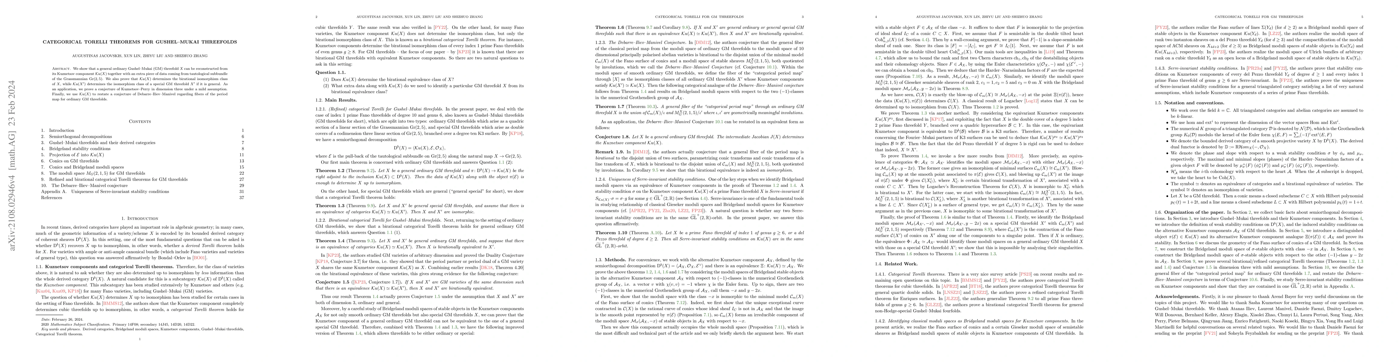 Thumbnail for Categorical Torelli theorems for Gushel-Mukai threefolds