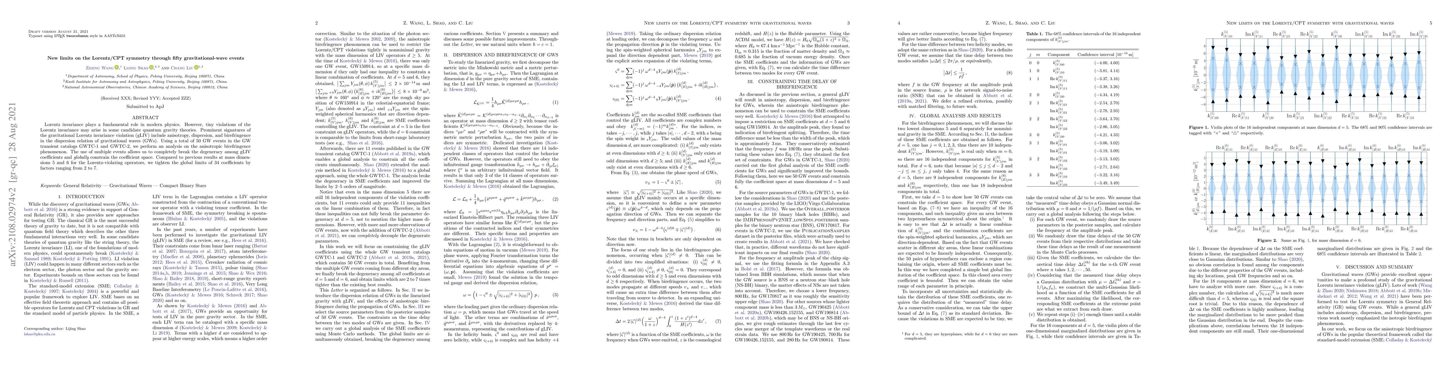 Thumbnail for New limits on the Lorentz/CPT symmetry through fifty gravitational-wave
  events