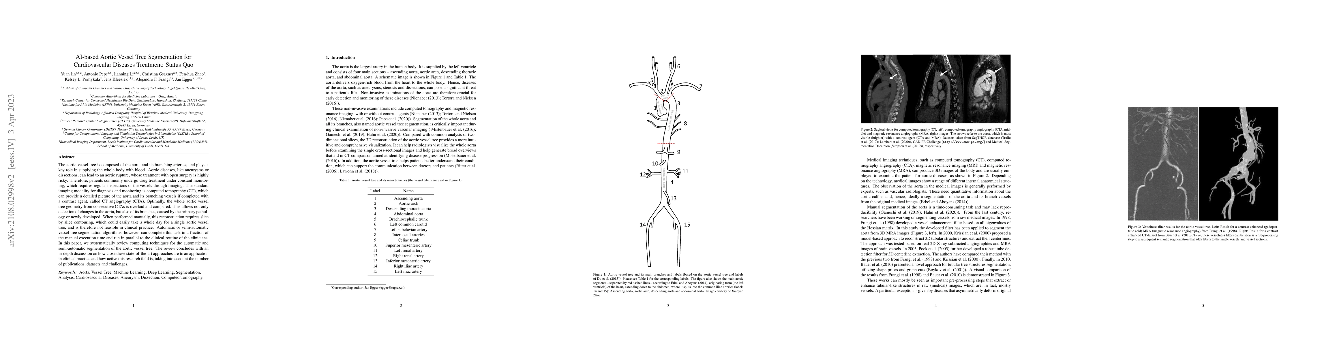 Thumbnail for AI-based Aortic Vessel Tree Segmentation for Cardiovascular Diseases
  Treatment: Status Quo