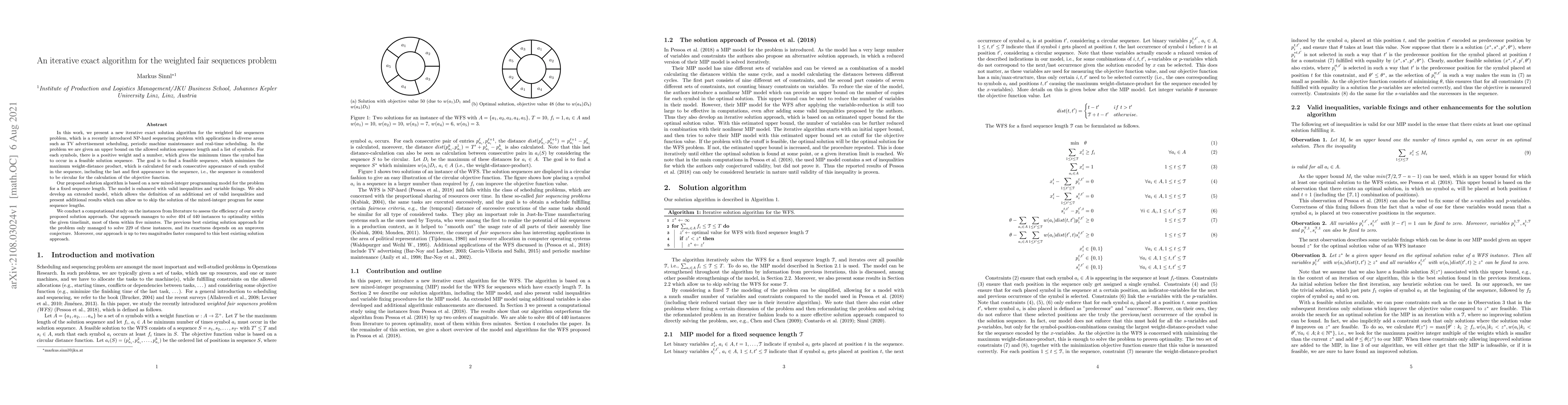 Thumbnail for An iterative exact algorithm for the weighted fair sequences problem