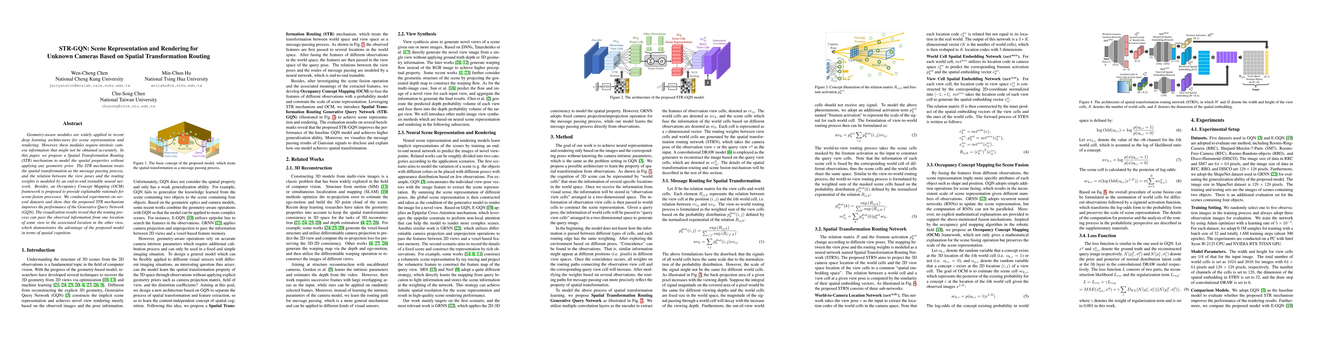 Thumbnail for STR-GQN: Scene Representation and Rendering for Unknown Cameras Based on
  Spatial Transformation Routing
