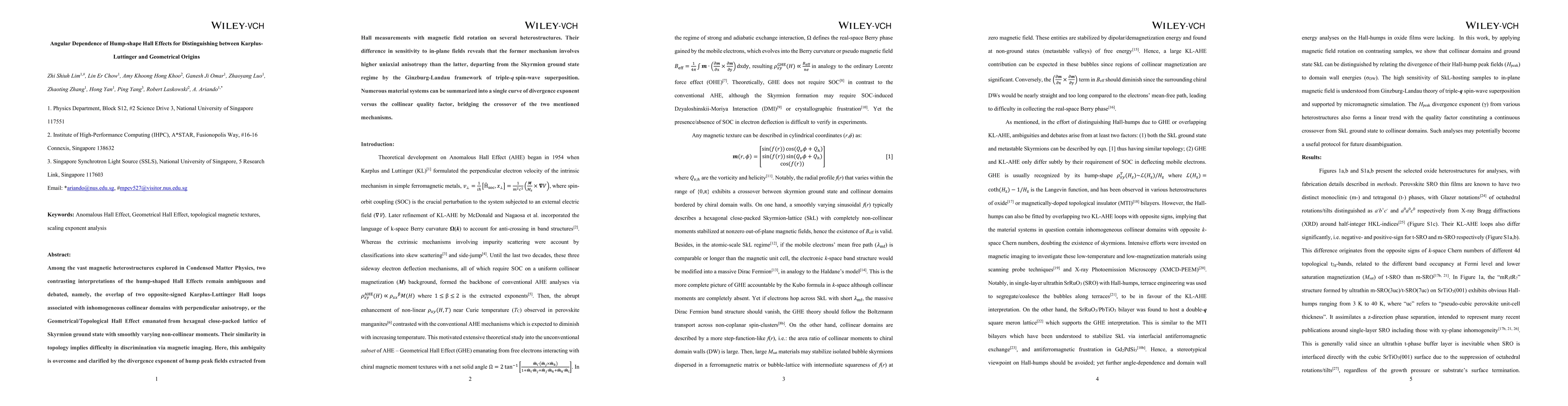 Thumbnail for Angular dependence of hump-shape Hall Effects for distinguishing between
  Karplus-Luttinger and Geometrical Origins
