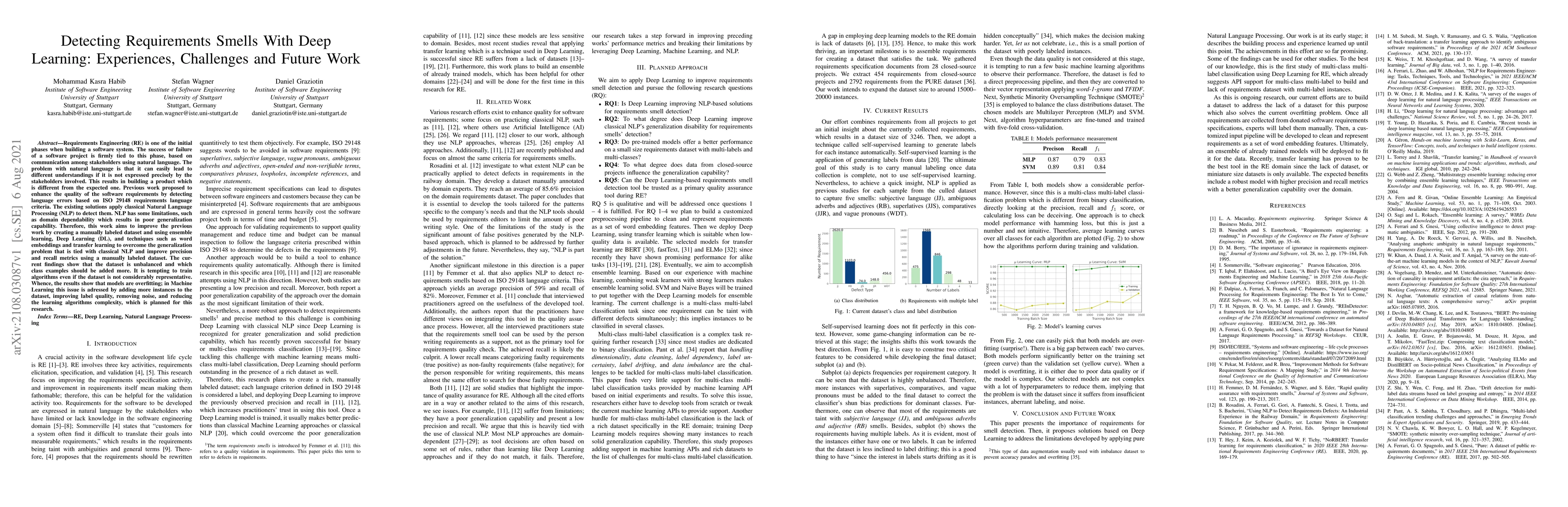 Thumbnail for Detecting Requirements Smells With Deep Learning: Experiences,
  Challenges and Future Work