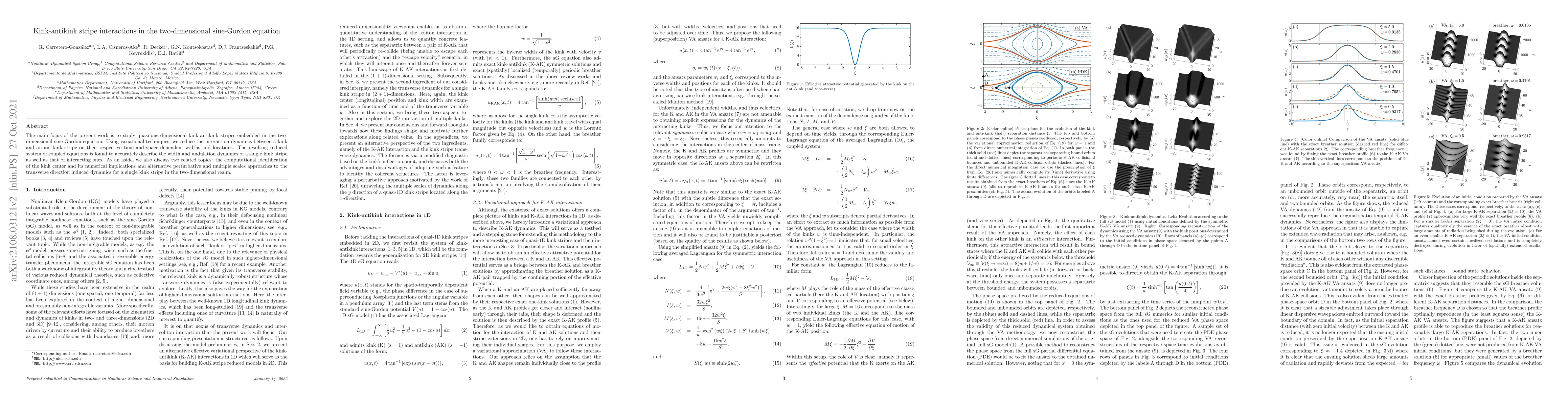Thumbnail for Kink-antikink stripe interactions in the two-dimensional sine-Gordon
  equation