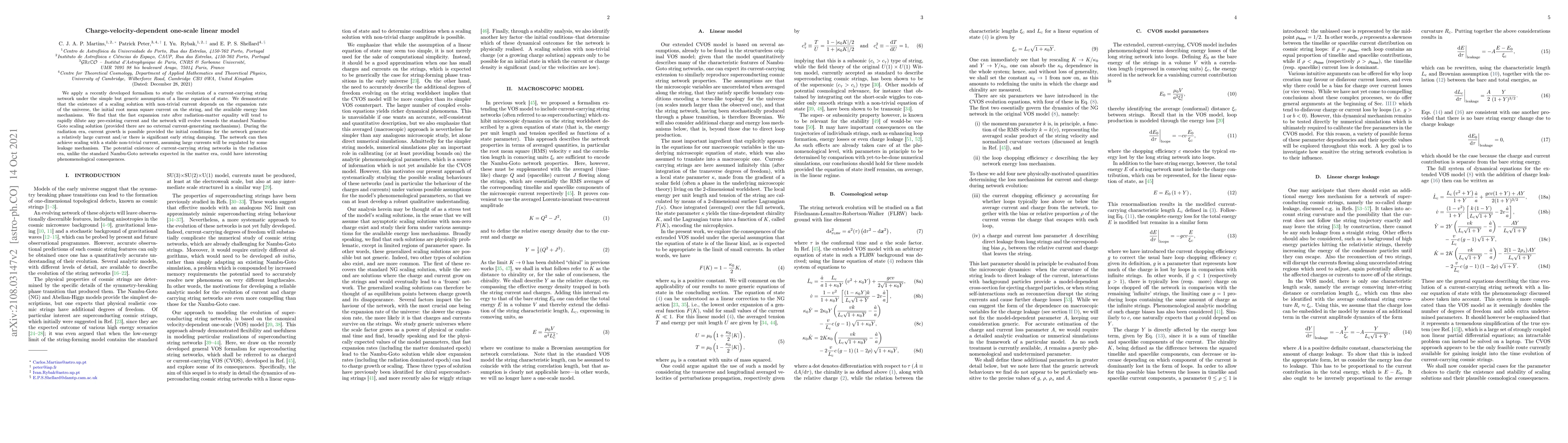 Thumbnail for Charge-velocity-dependent one-scale linear model