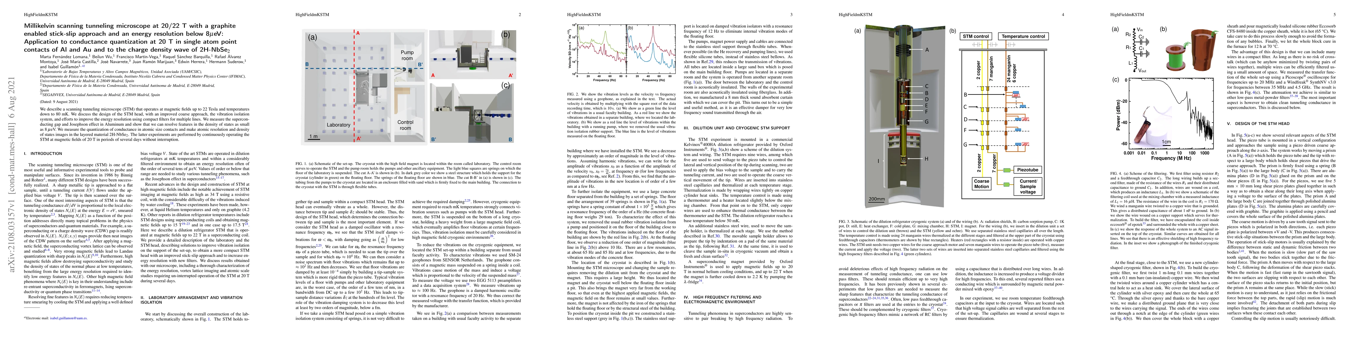 Thumbnail for Millikelvin scanning tunneling microscope at 20/22 T with a graphite
  enabled stick-slip approach and an energy resolution below 8$\mu$eV:
  Application to conductance quantization at 20 T in single atom point contacts
  of Al and Au