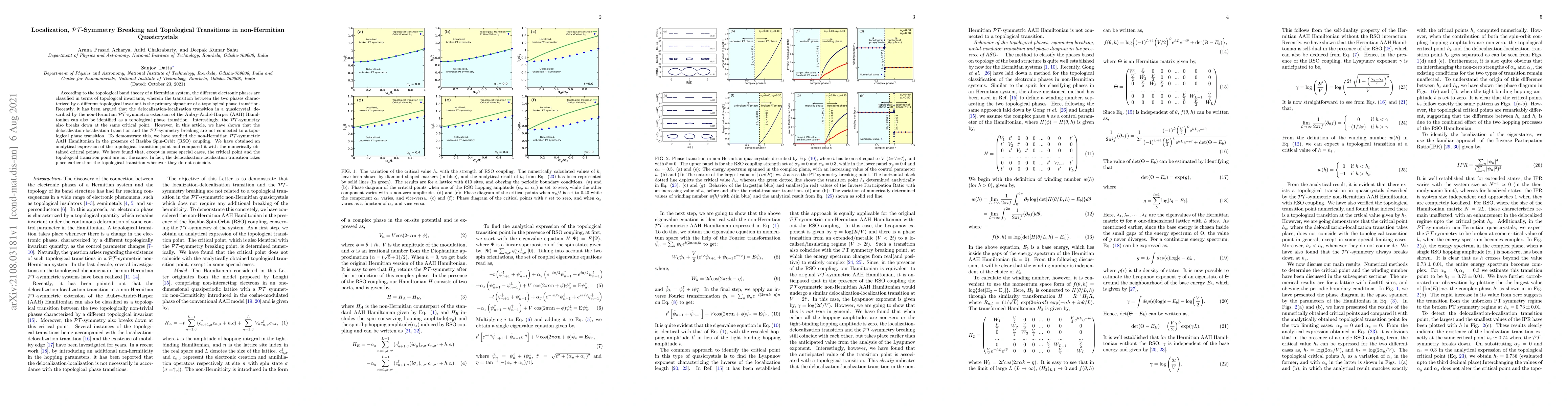 Thumbnail for Localization, $\mathcal{PT}$-Symmetry Breaking and Topological
  Transitions in non-Hermitian Quasicrystals