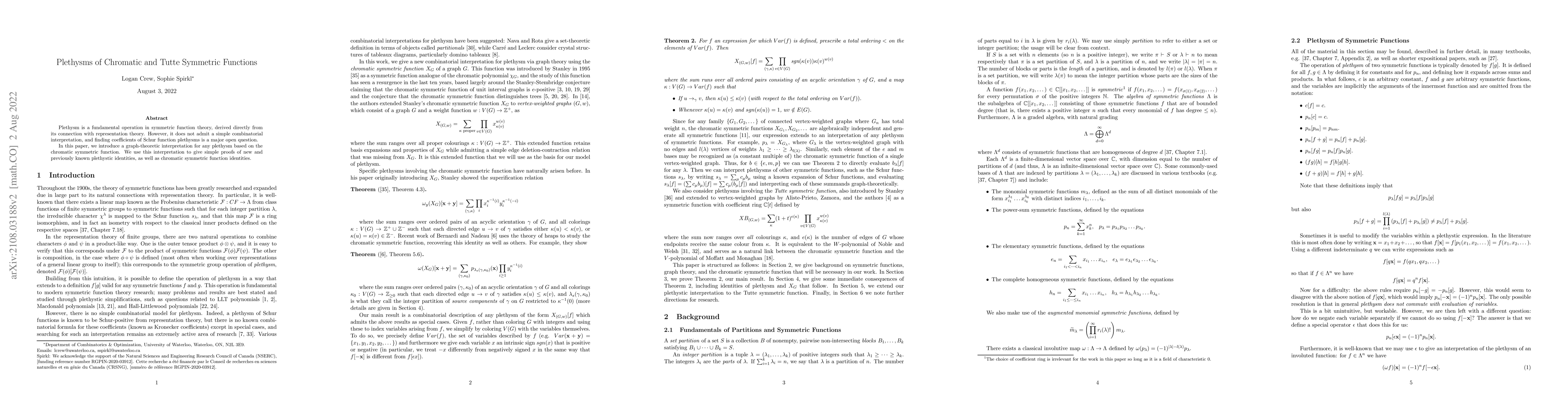Thumbnail for Plethysms of Chromatic and Tutte Symmetric Functions