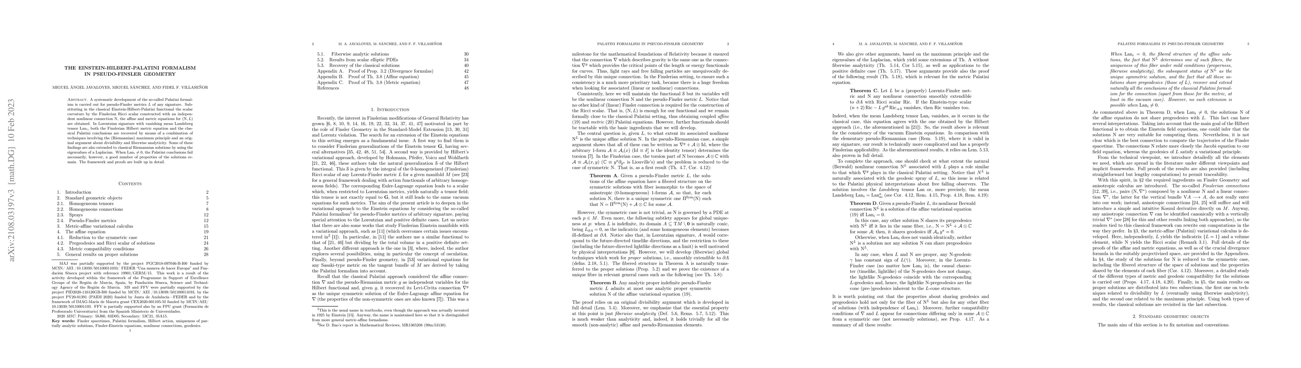 Thumbnail for The Einstein-Hilbert-Palatini formalism in Pseudo-Finsler Geometry