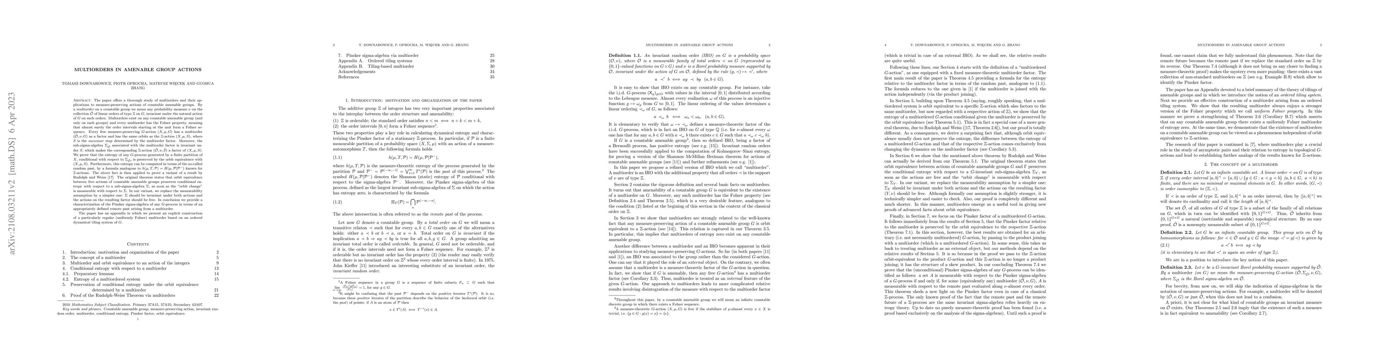 Thumbnail for Multiorders in amenable group actions