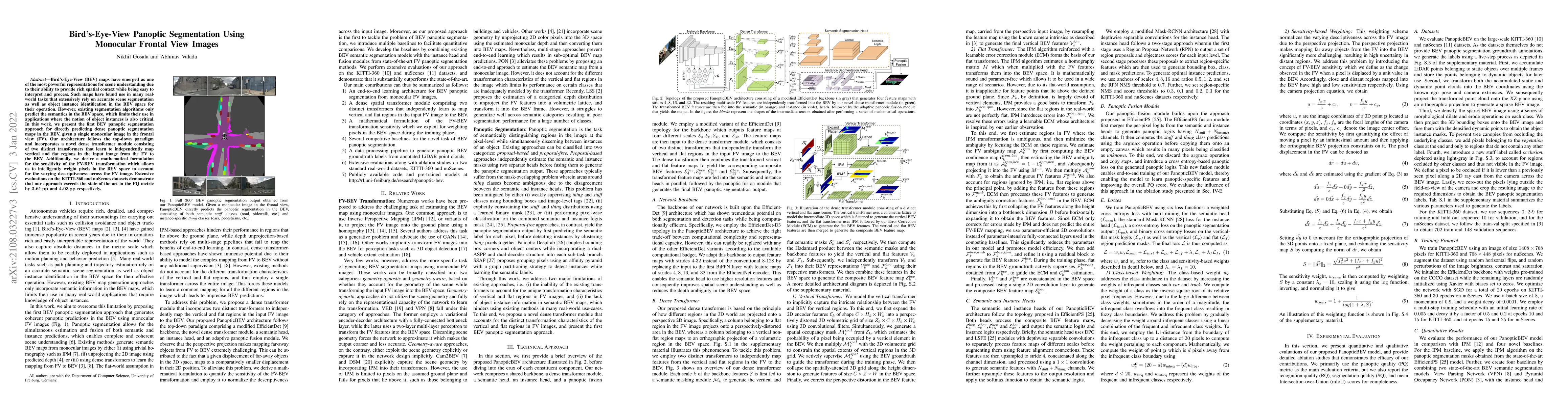 Thumbnail for Bird's-Eye-View Panoptic Segmentation Using Monocular Frontal View
  Images