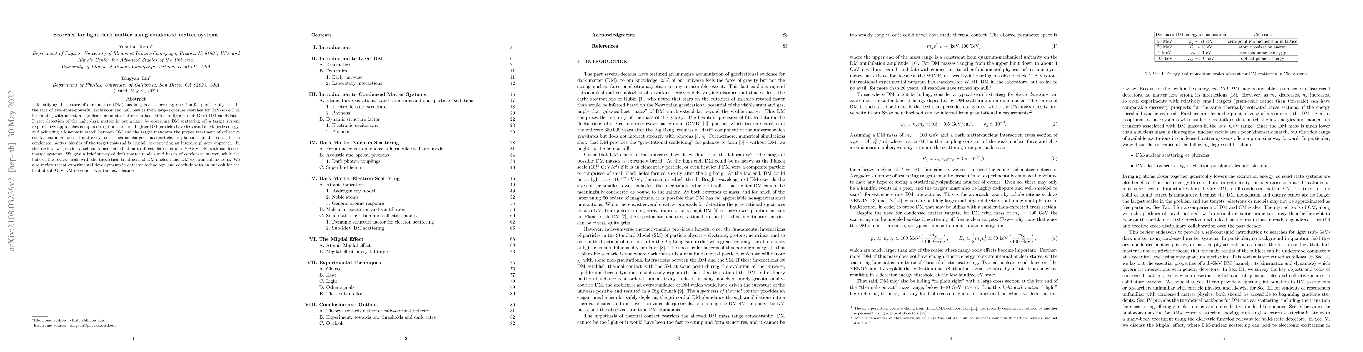 Thumbnail for Searches for light dark matter using condensed matter systems