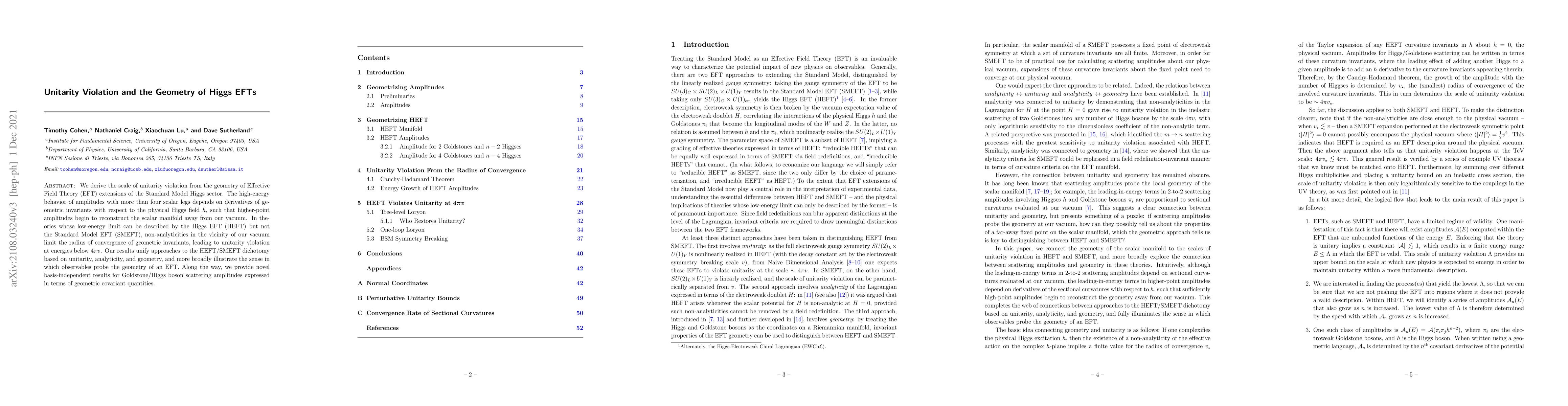 Thumbnail for Unitarity Violation and the Geometry of Higgs EFTs