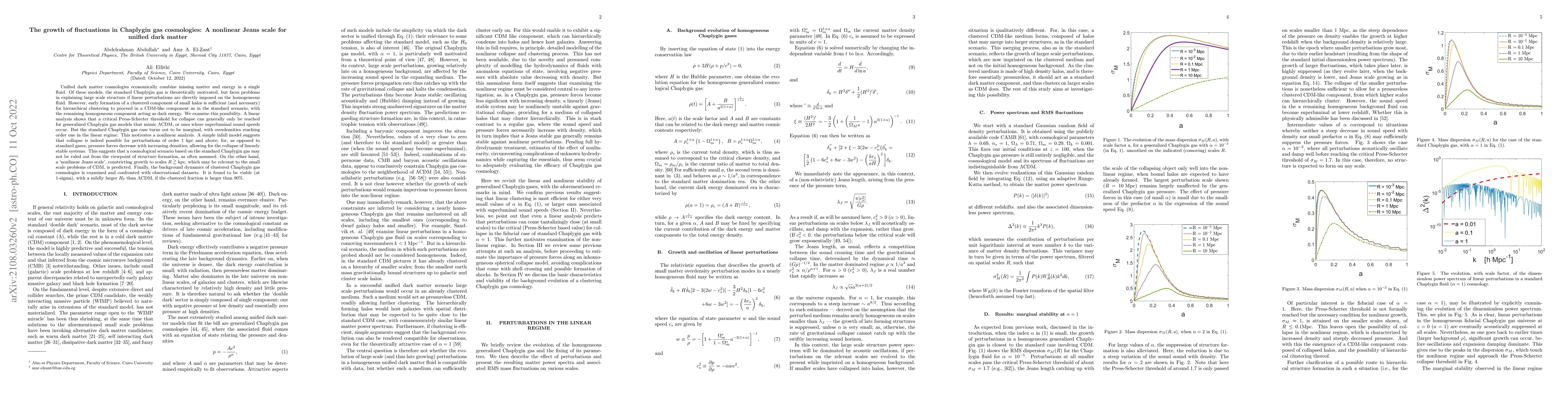 Thumbnail for The growth of fluctuations in Chaplygin gas cosmologies: A nonlinear
  Jeans scale for unified dark matter