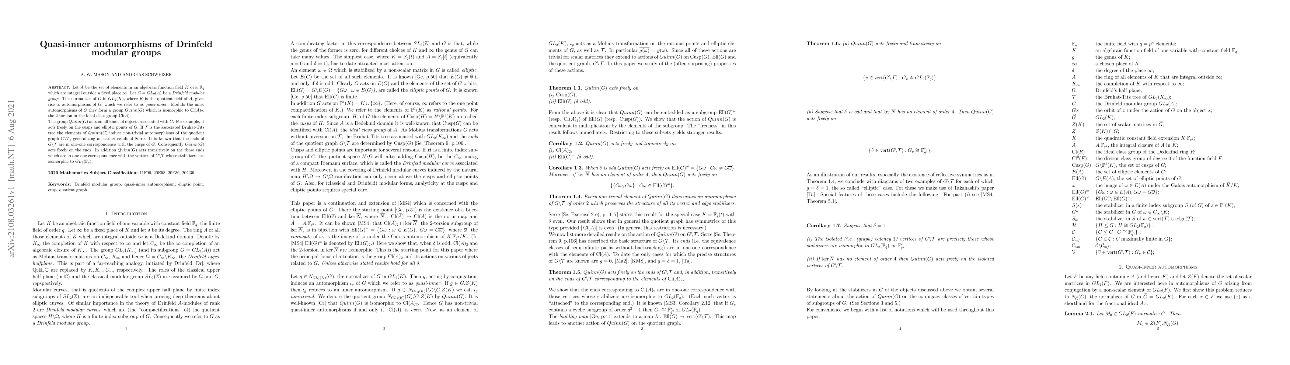 Thumbnail for Quasi-inner automorphisms of Drinfeld modular groups