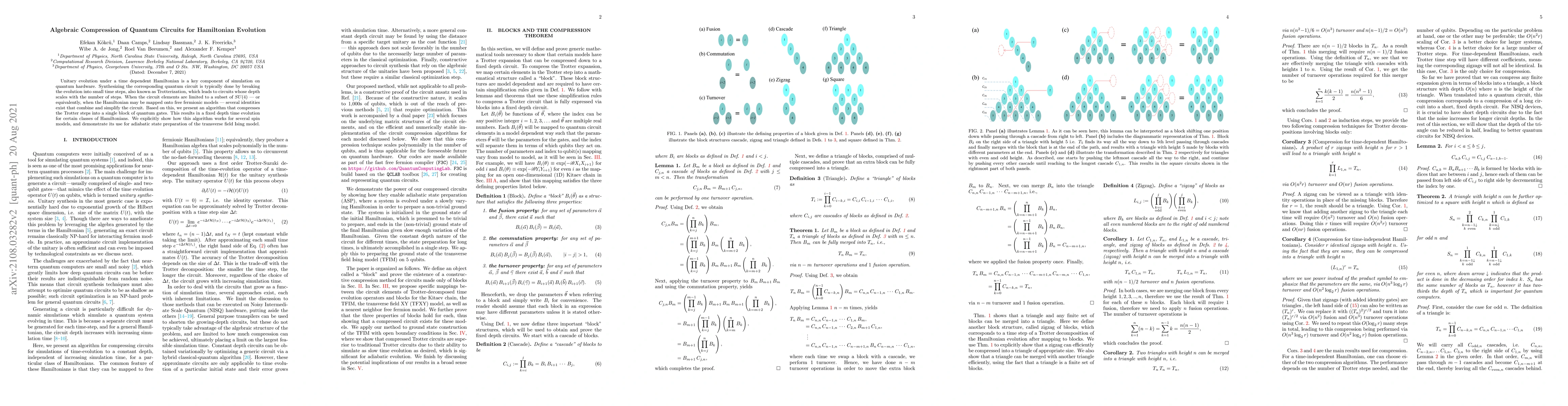 Thumbnail for Algebraic Compression of Quantum Circuits for Hamiltonian Evolution
