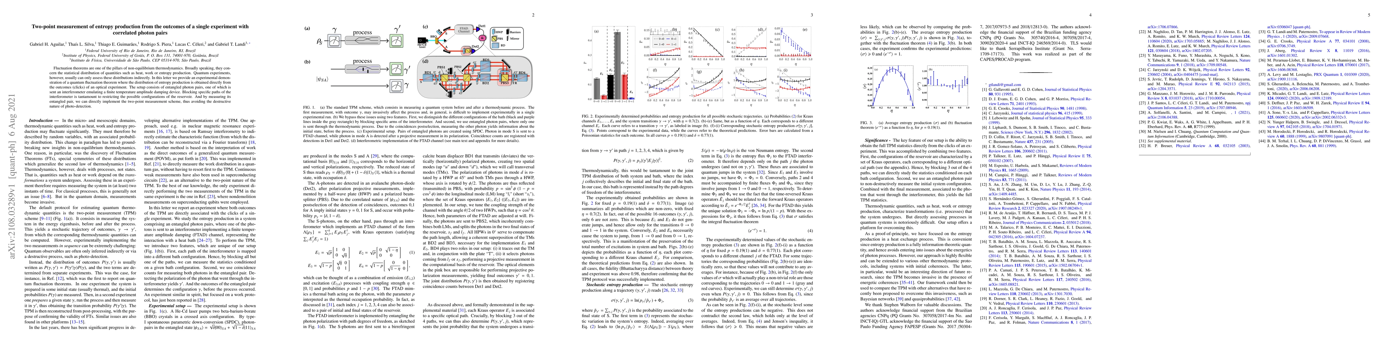 Thumbnail for Two-point measurement of entropy production from the outcomes of a
  single experiment with correlated photon pairs