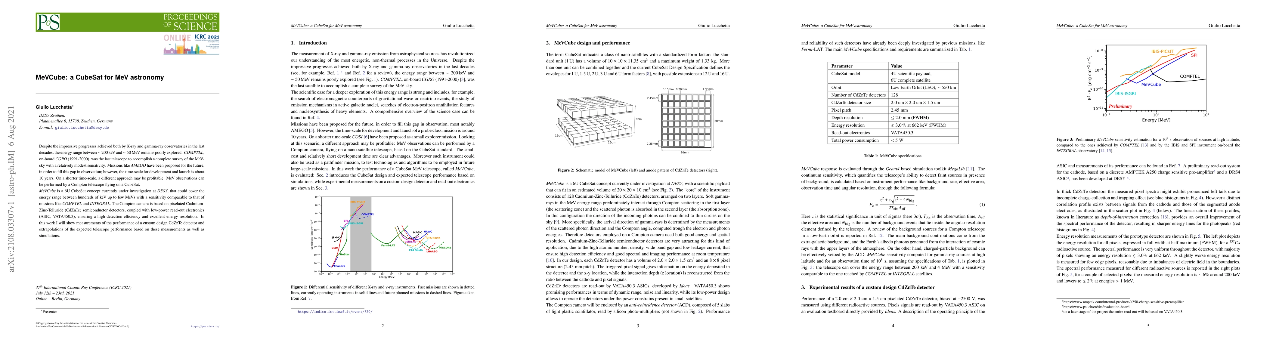 Thumbnail for MeVCube: a CubeSat for MeV astronomy