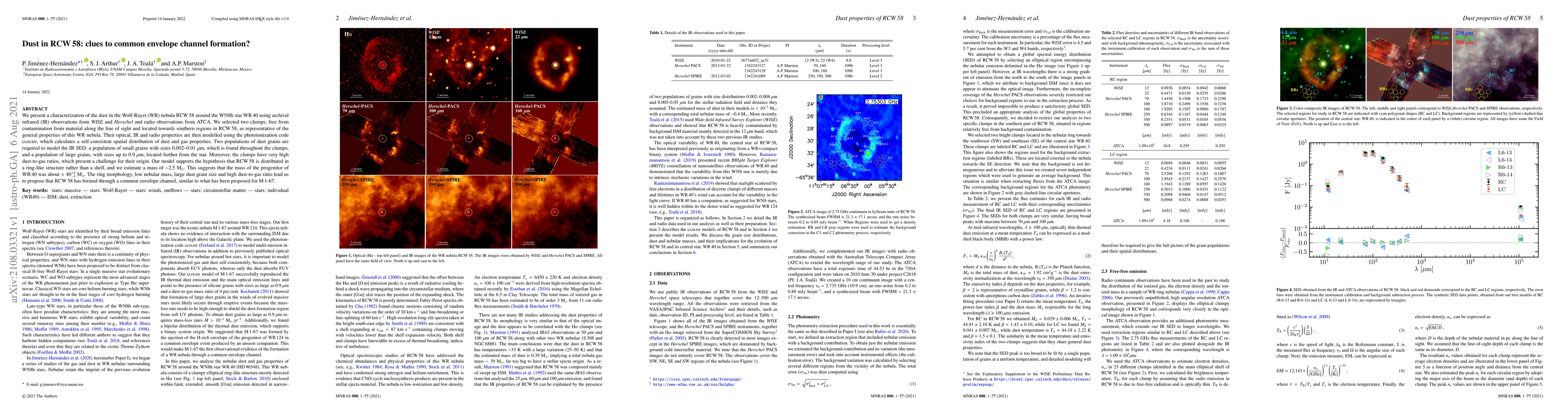 Thumbnail for Dust in RCW 58: clues to common envelope channel formation?