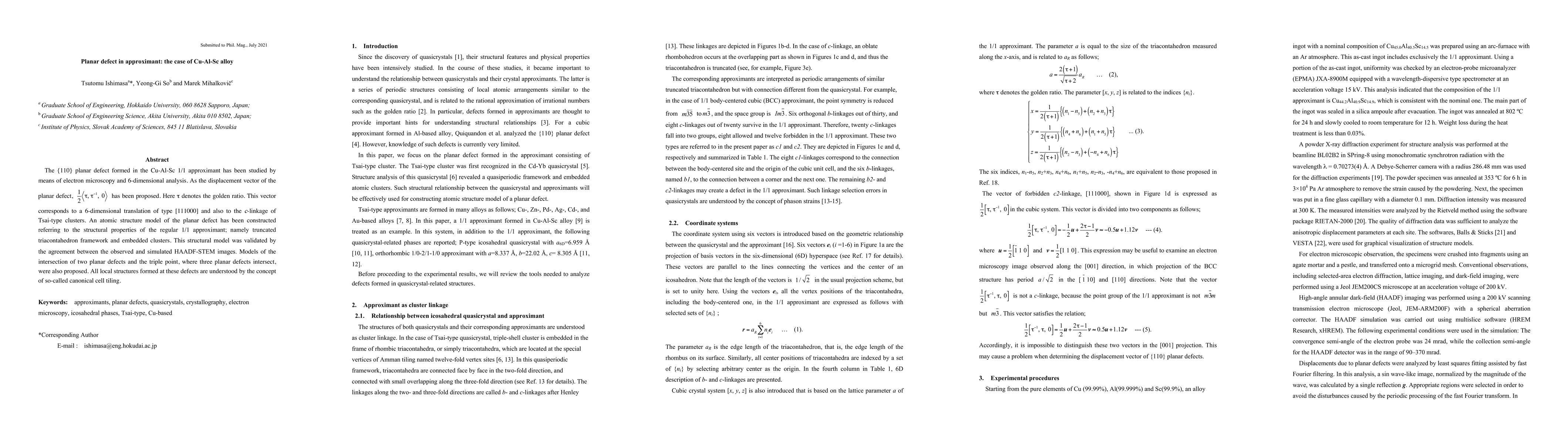 Thumbnail for Planar defect in approximant: the case of Cu-Al-Sc alloy