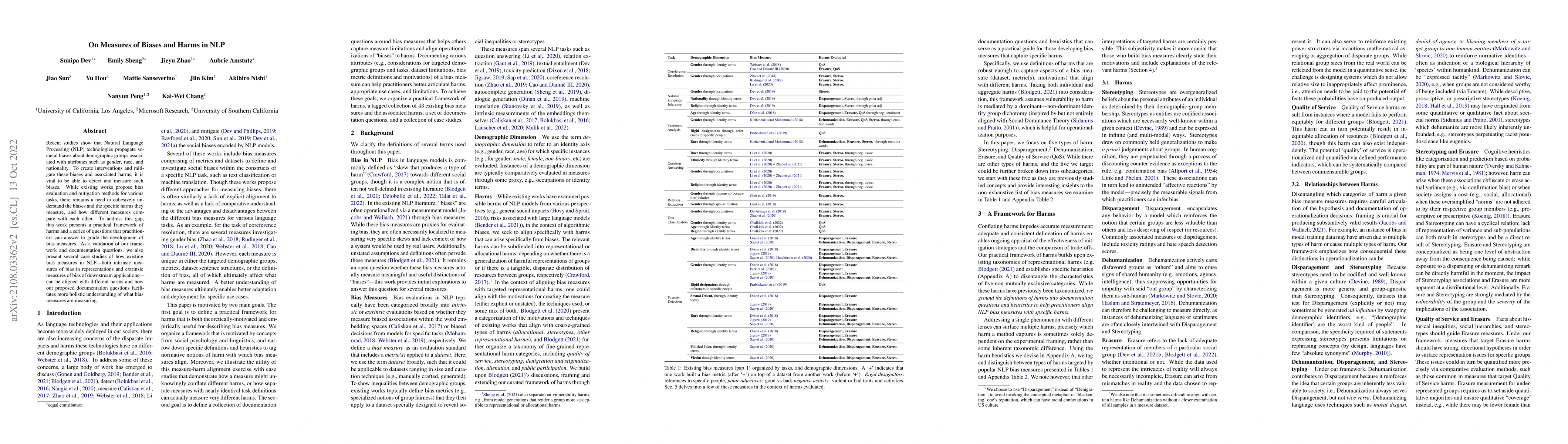 Thumbnail for On Measures of Biases and Harms in NLP