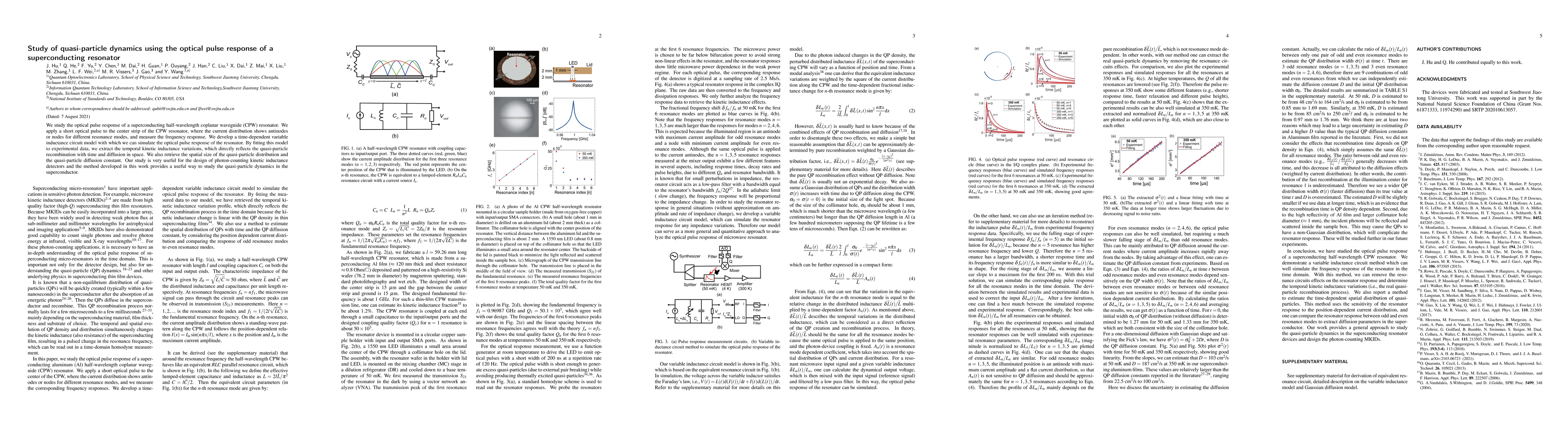 Thumbnail for Study of quasi-particle dynamics using the optical pulse response of
  asuperconducting resonator