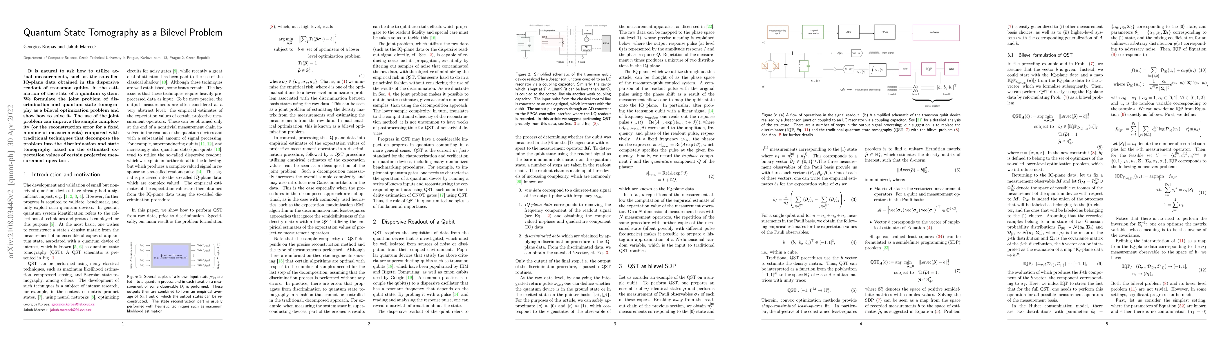 Thumbnail for Quantum State Tomography as a Bilevel Problem, Utilizing I-Q Plane Data