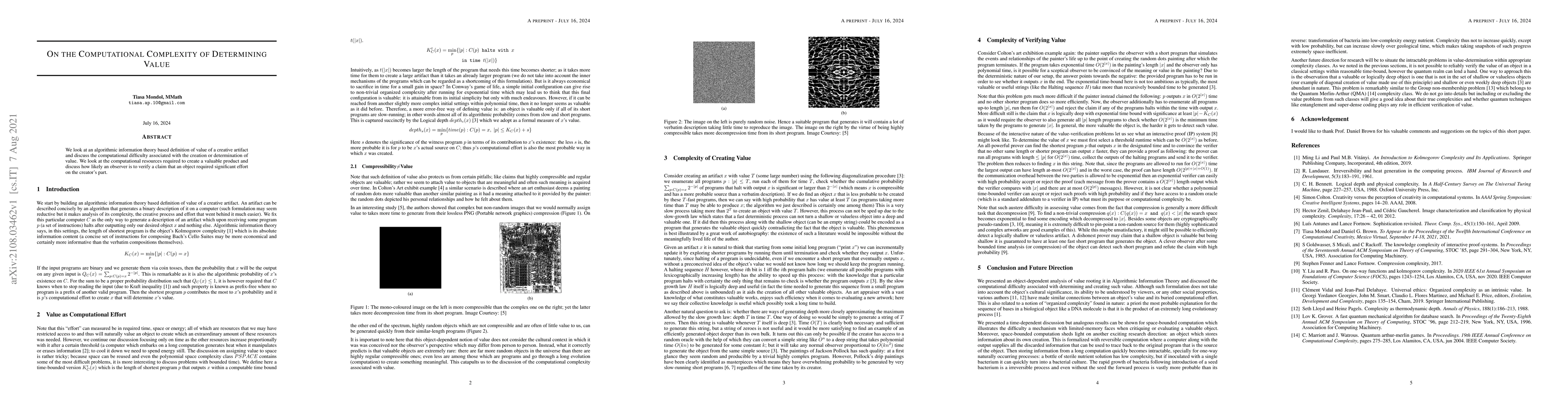 Thumbnail for On the Computational Complexity of Determining Value