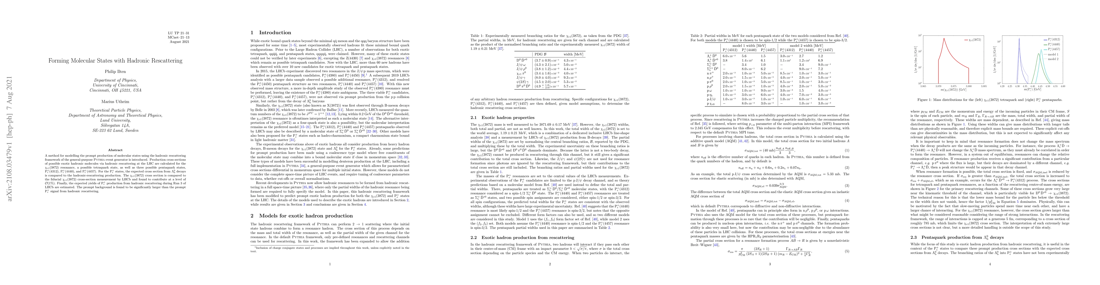 Thumbnail for Forming Molecular States with Hadronic Rescattering