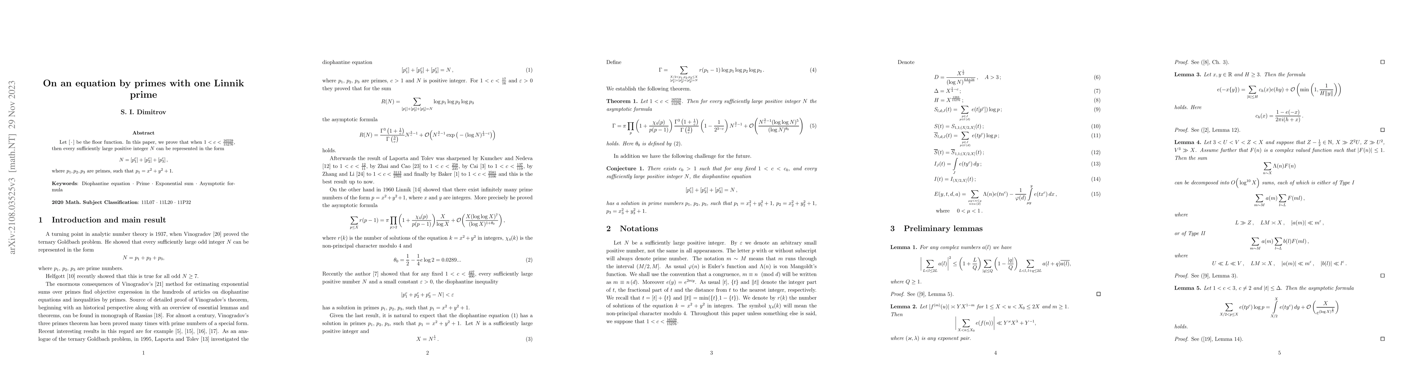 Thumbnail for On an equation by primes with one Linnik prime
