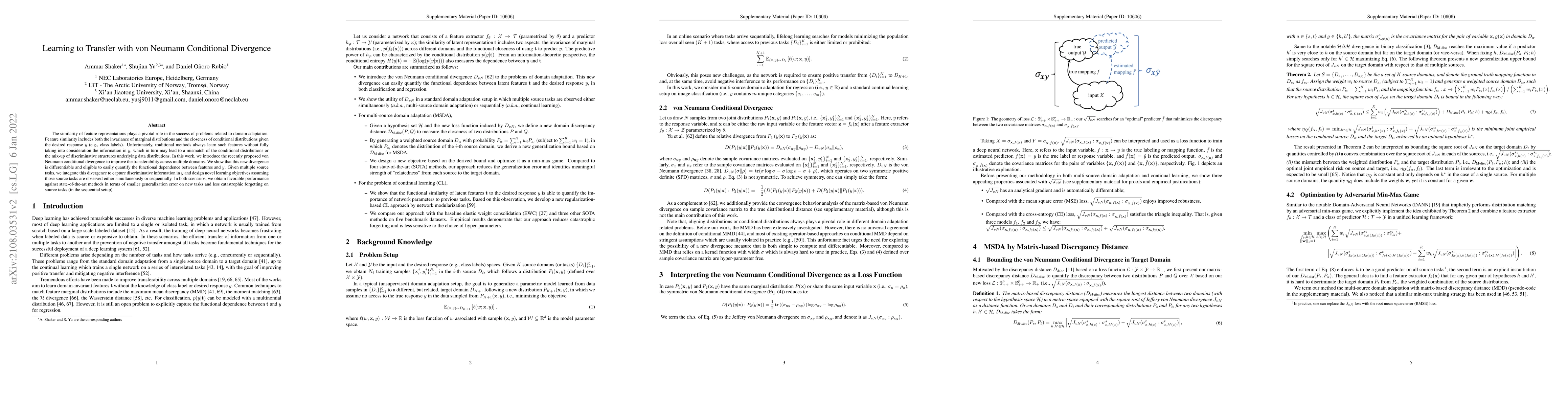 Thumbnail for Learning to Transfer with von Neumann Conditional Divergence