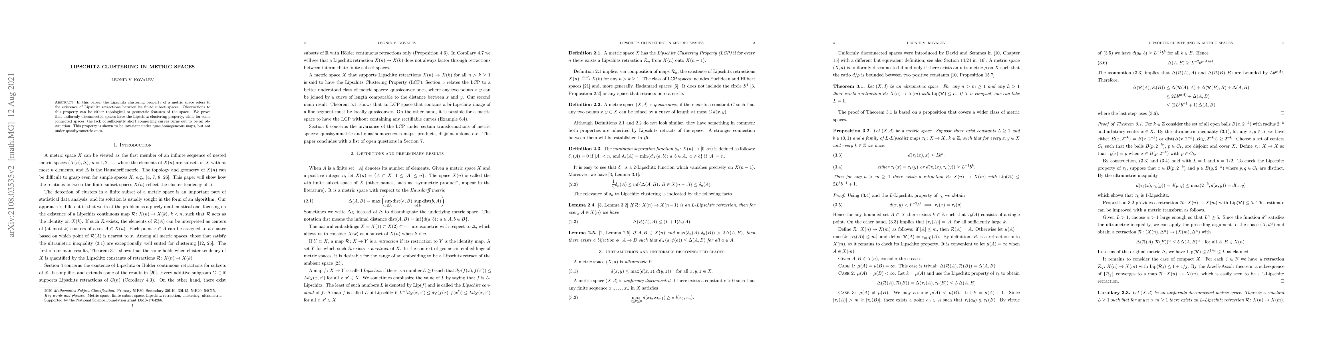 Thumbnail for Lipschitz clustering in metric spaces