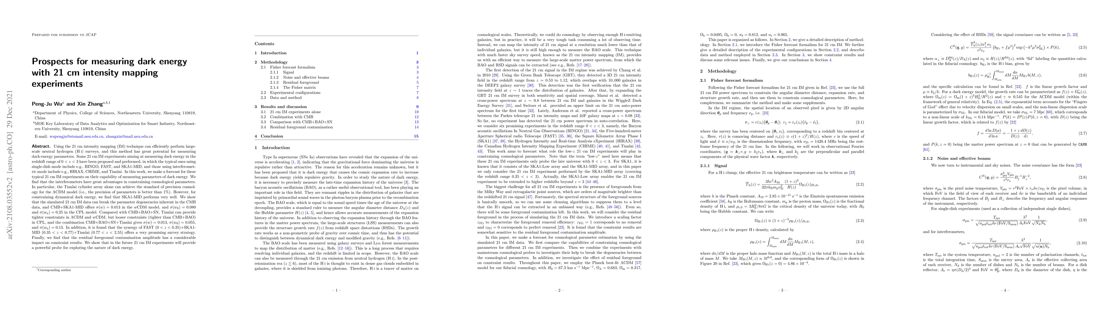 Thumbnail for Prospects for measuring dark energy with 21 cm intensity mapping
  experiments