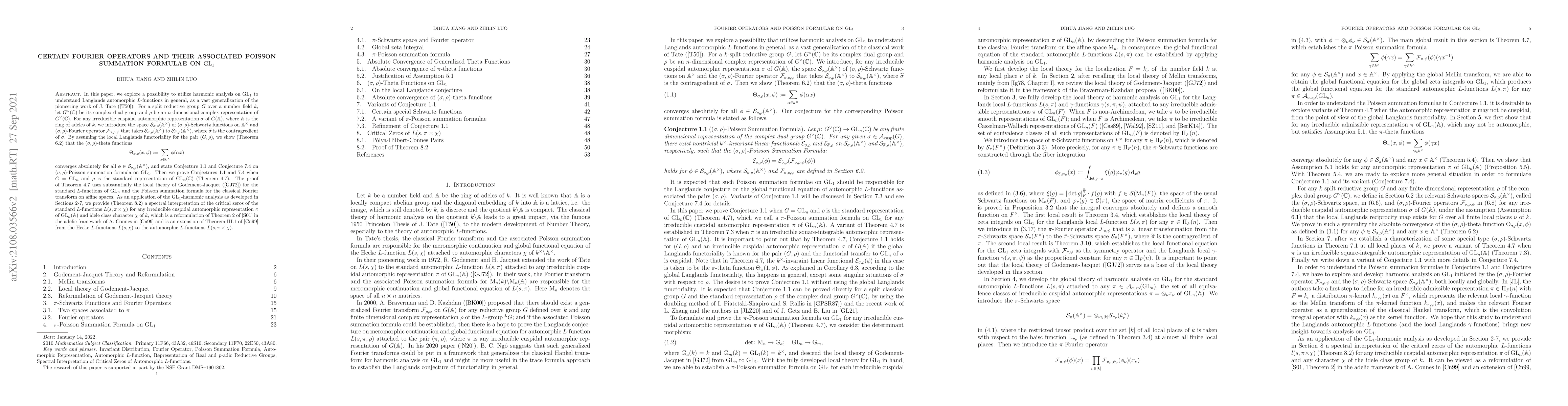 Thumbnail for Certain Fourier Operators and their Associated Poisson Summation
  Formulae on $\mathrm{GL}_1$