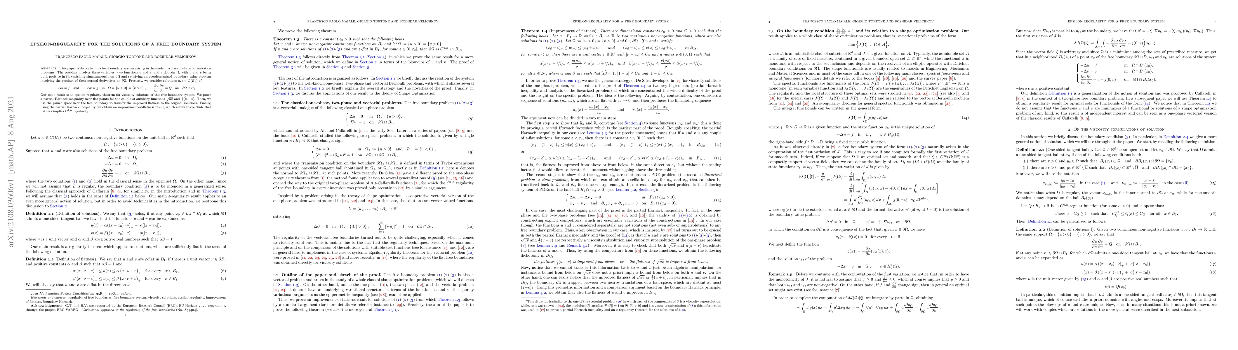 Thumbnail for Epsilon-regularity for the solutions of a free boundary system