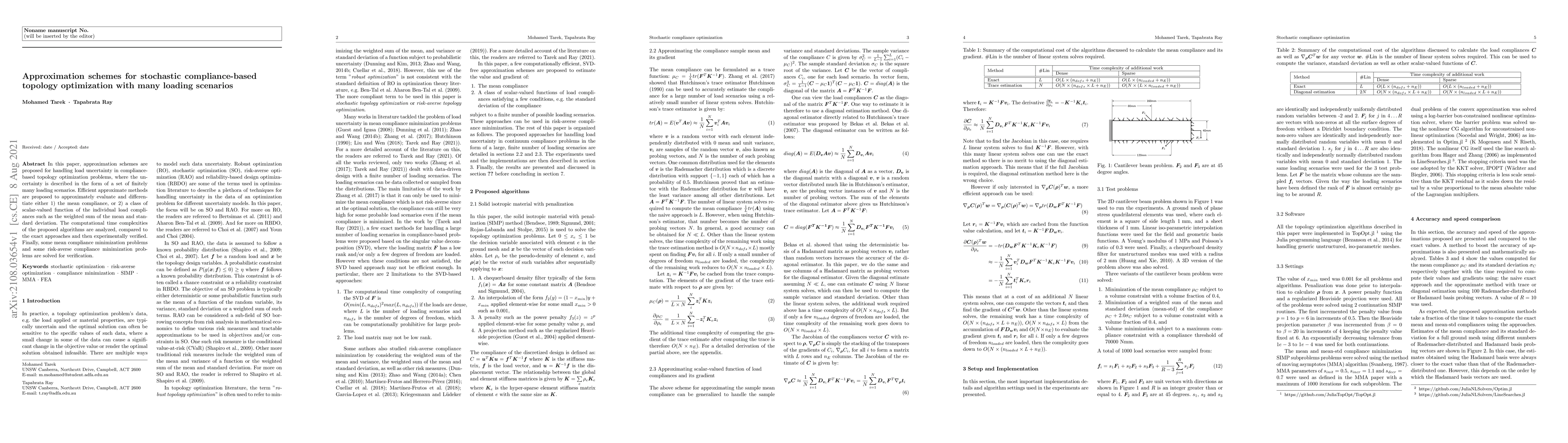 Thumbnail for Approximation schemes for stochastic compliance-based topology
  optimization with many loading scenarios