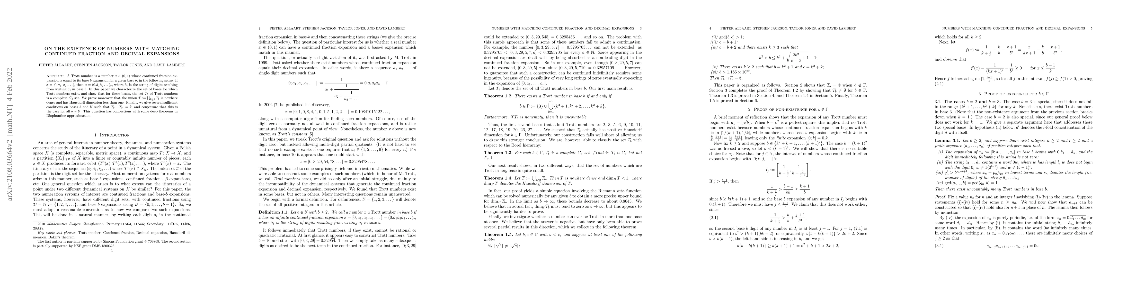 Thumbnail for On the existence of numbers with matching continued fraction and decimal
  expansions