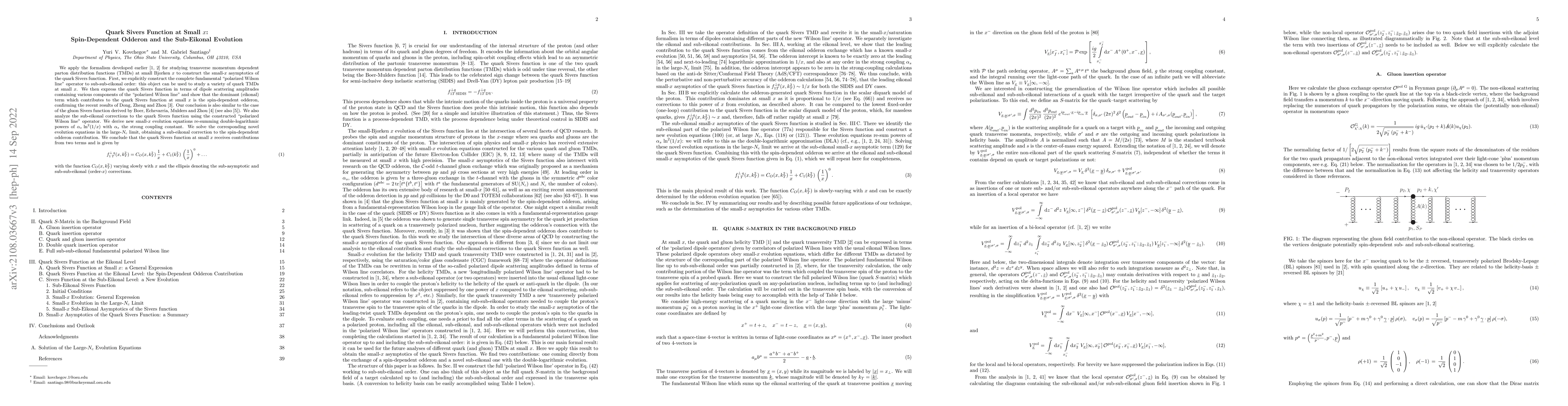 Thumbnail for Quark Sivers Function at Small $x$: Spin-Dependent Odderon and the
  Sub-Eikonal Evolution
