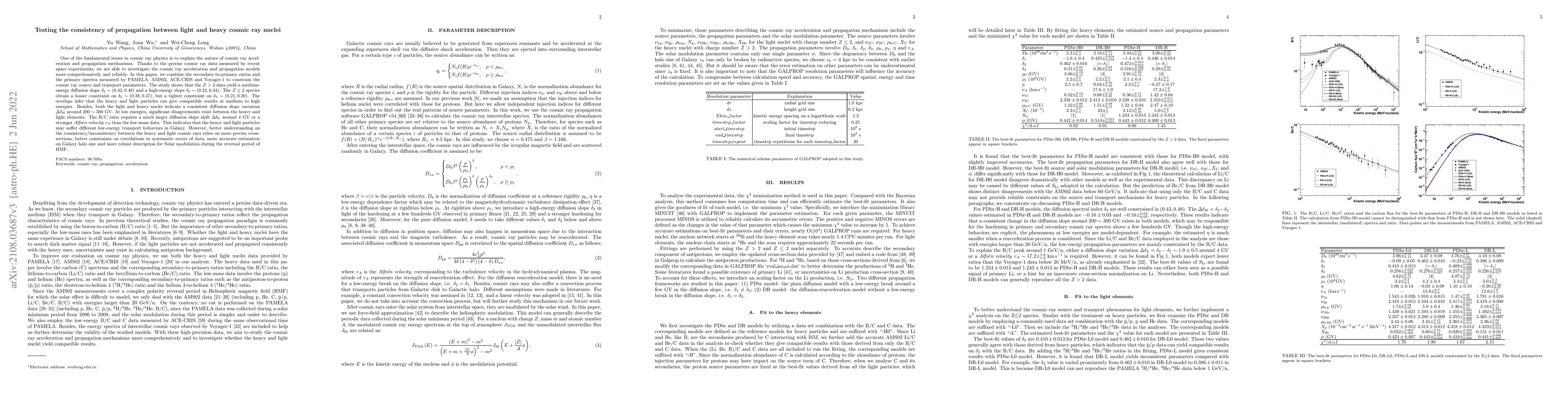Thumbnail for Testing the consistency of proapgation between light and heavy cosmic
  ray nuclei