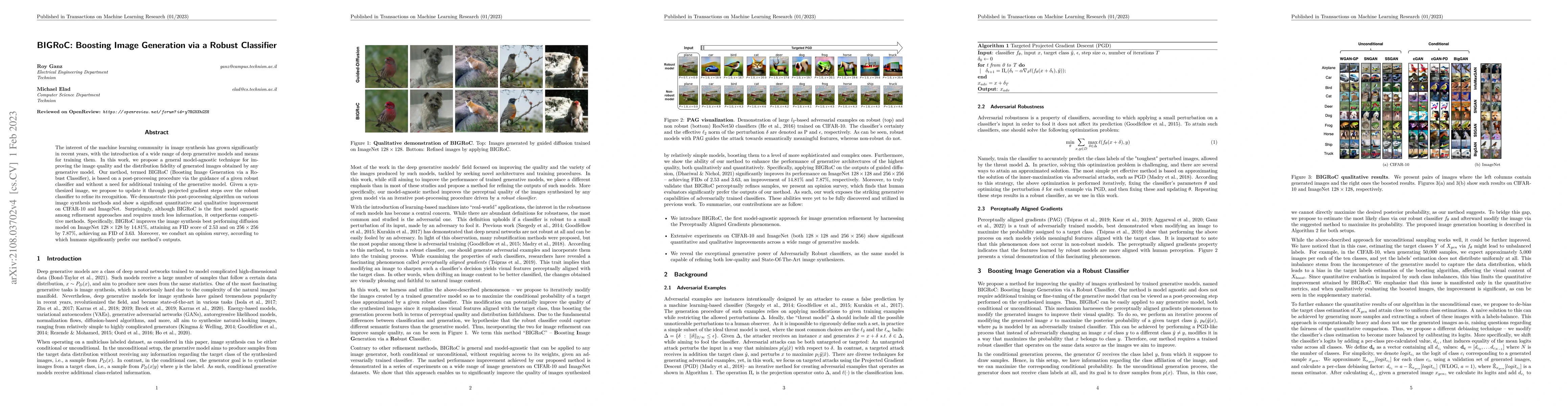 Thumbnail for BIGRoC: Boosting Image Generation via a Robust Classifier