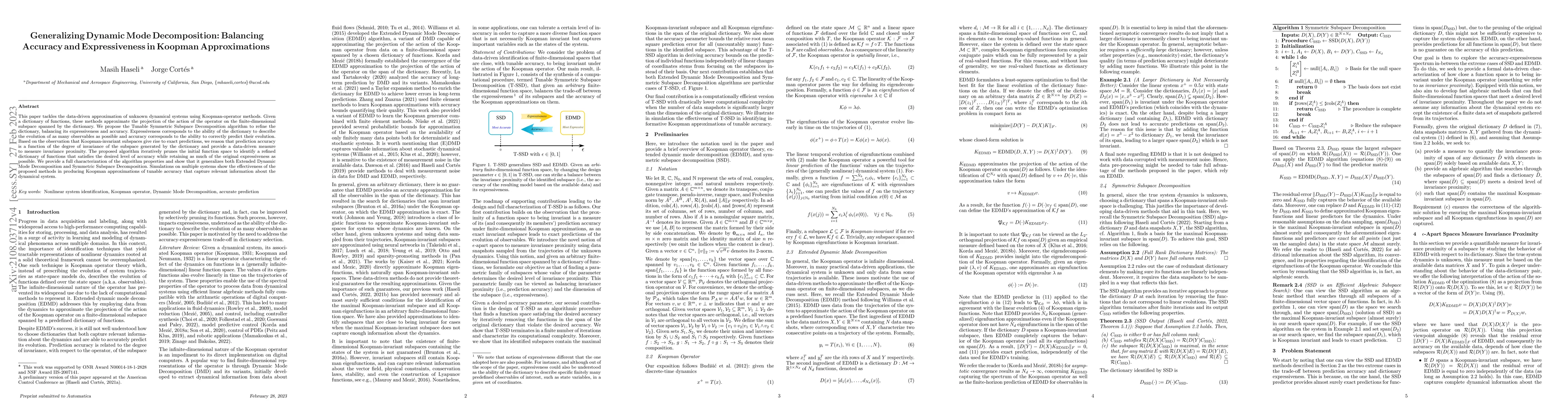 Thumbnail for Generalizing Dynamic Mode Decomposition: Balancing Accuracy and
  Expressiveness in Koopman Approximations