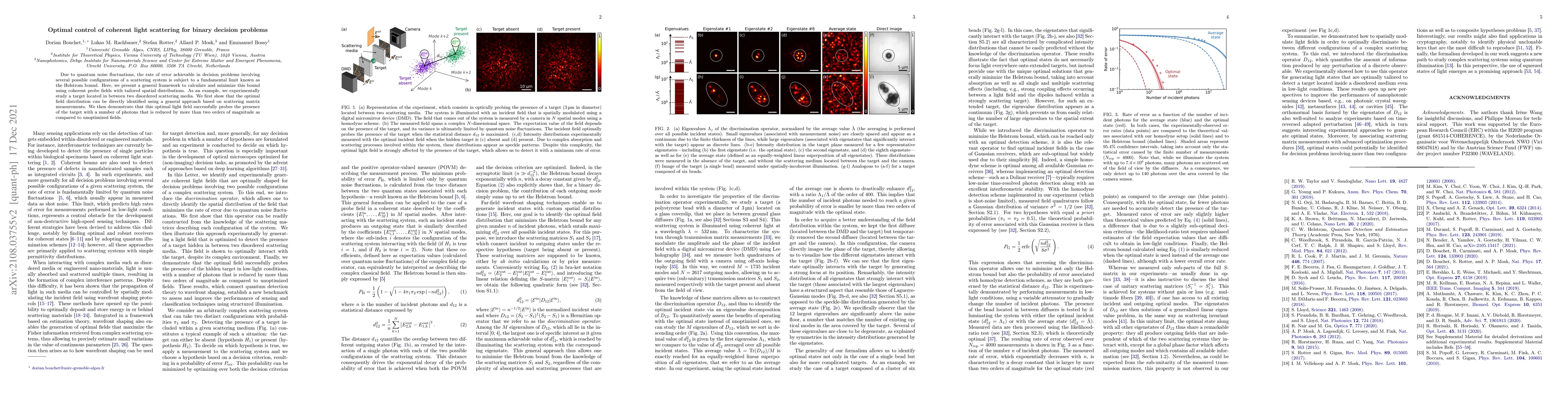 Thumbnail for Optimal control of coherent light scattering for binary decision
  problems