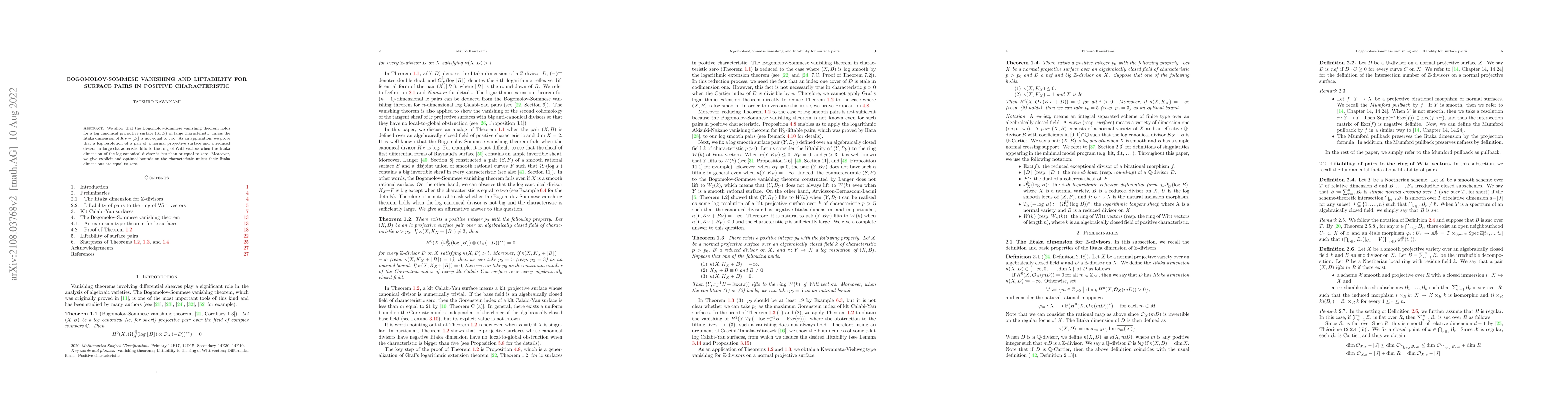 Thumbnail for Bogomolov-Sommese vanishing and liftability for surface pairs in
  positive characteristic