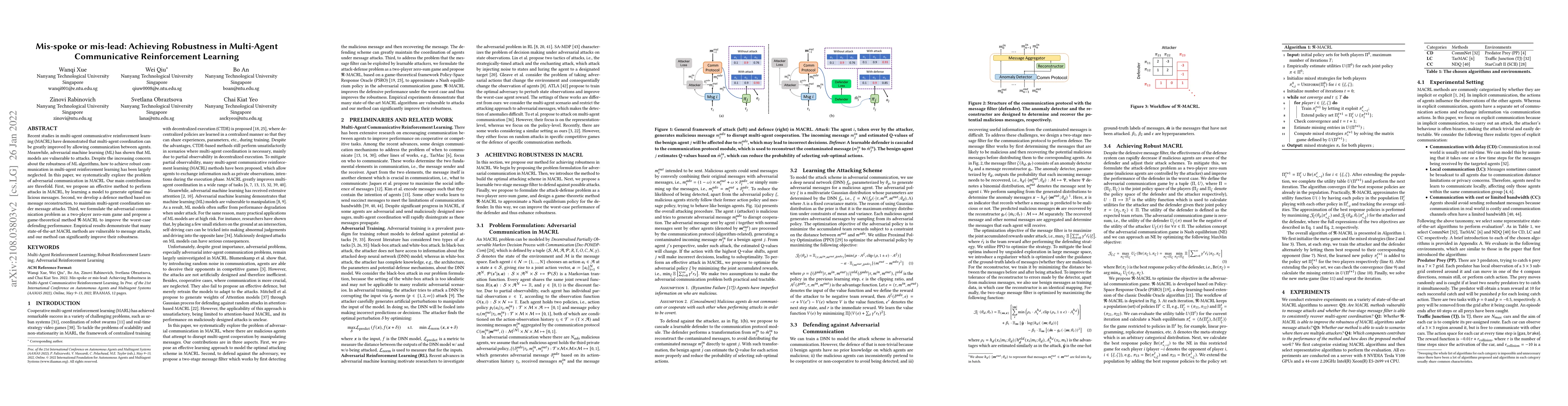 Thumbnail for Mis-spoke or mis-lead: Achieving Robustness in Multi-Agent Communicative
  Reinforcement Learning
