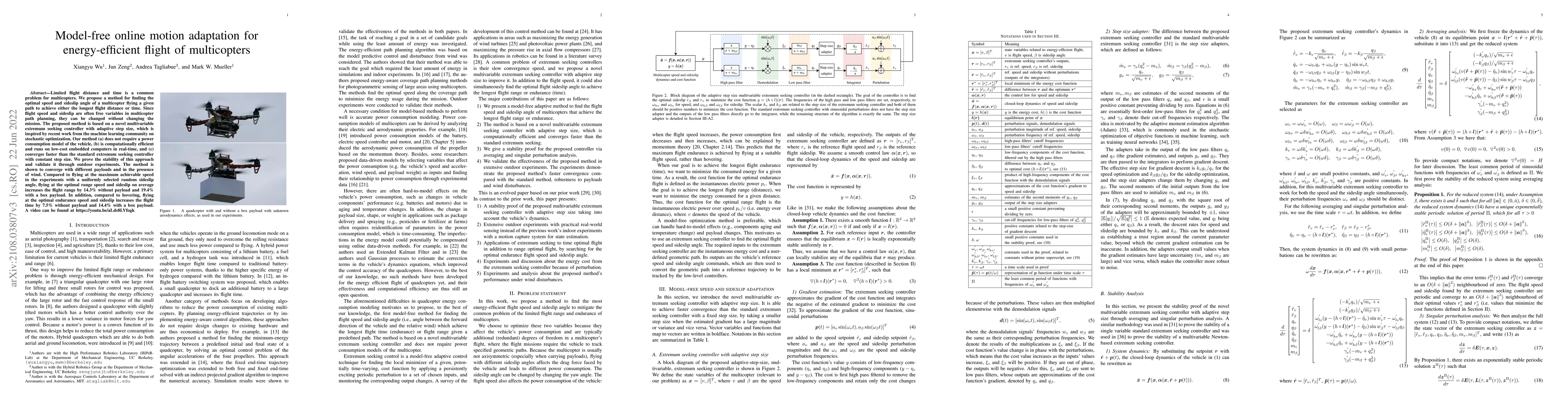 Thumbnail for Model-free online motion adaptation for energy efficient flights of
  multicopters