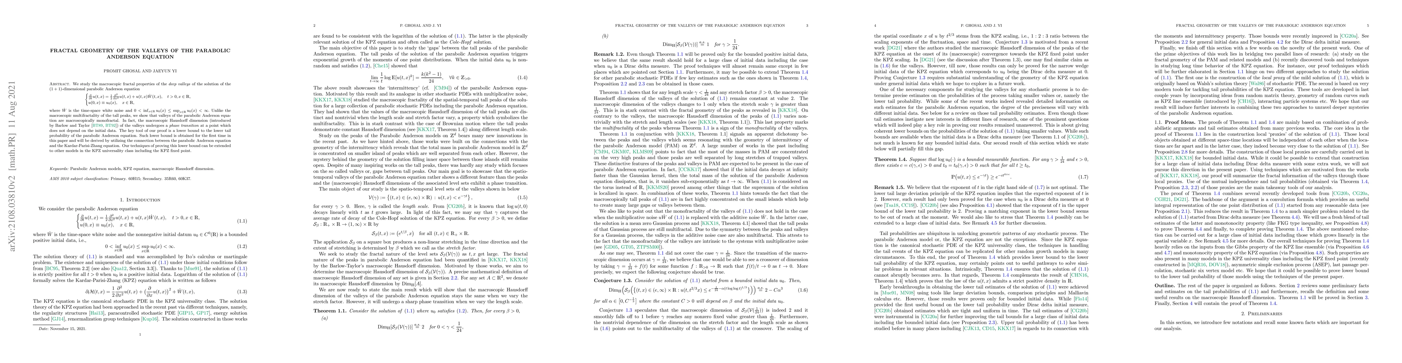 Thumbnail for Fractal Geometry of the Valleys of the Parabolic Anderson Equation